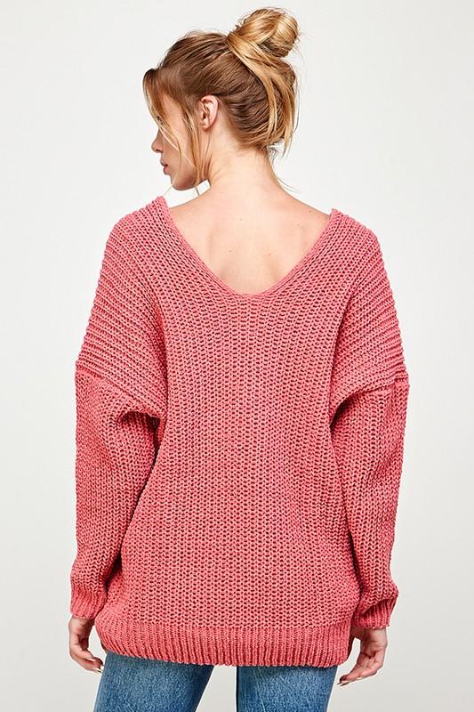 CHENILLE V-NECK SWEATER