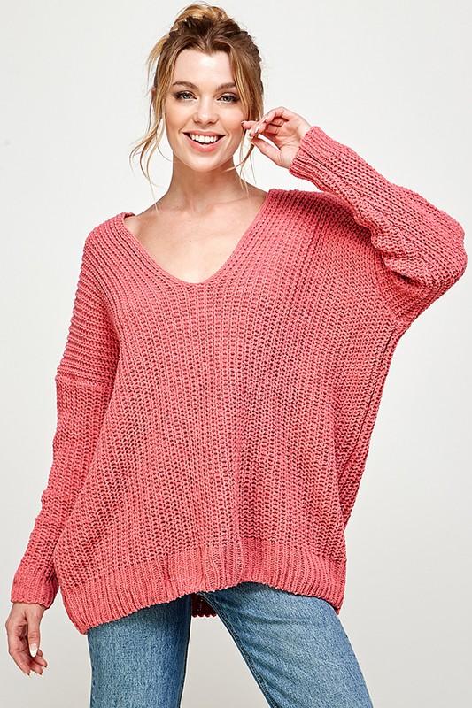 CHENILLE V-NECK SWEATER